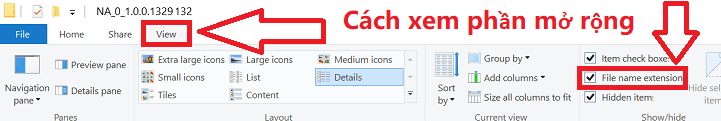 Nếu bạn không thấy phần mở rộng tệp (.inf): Trong File Explorer, chọn Xem trên thanh menu.