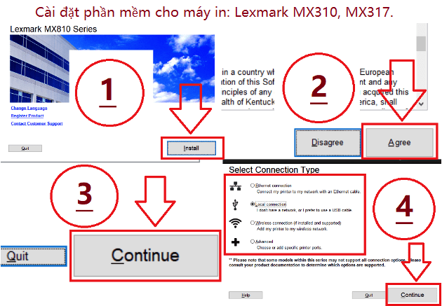 Cài đặt phần mềm cho máy in: Lexmark MX310, MX317.