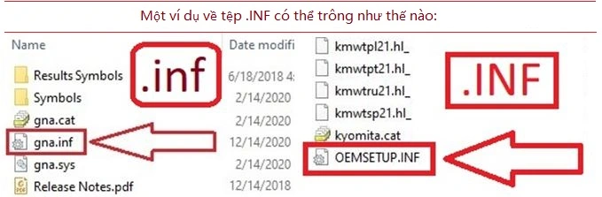 Một ví dụ về tệp .INF có thể trông như thế nào