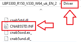 Abre la carpeta donde se extrajo y confirma que ves el archivo: ...\Driver\CNAB5STD.INF