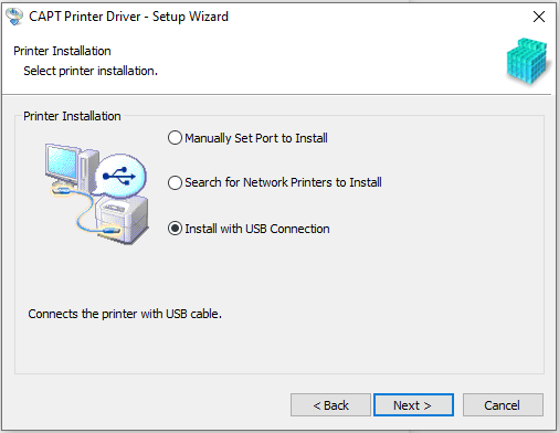 Chọn cách bạn muốn kết nối với máy tính của mình và bắt đầu cài đặt phần mềm