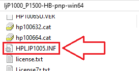 File HPLJP1005.INF trong thư mục đã giải nén