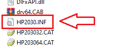 Bên trong đó, hãy tìm tệp HP2030.INF