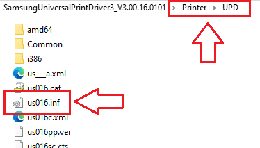 Trong thư mục UPD, hãy tìm tệp us016.inf